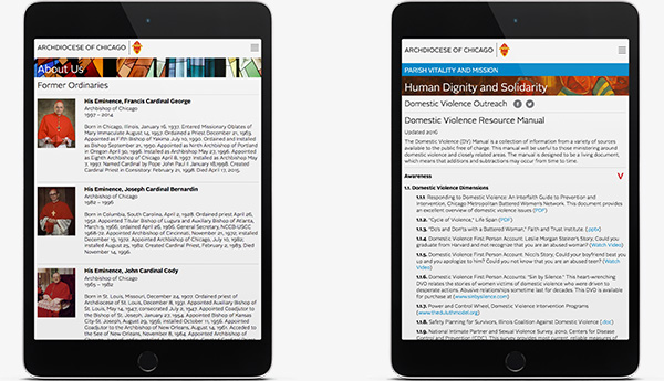 Archdiocese of Chicago Site on Tablets