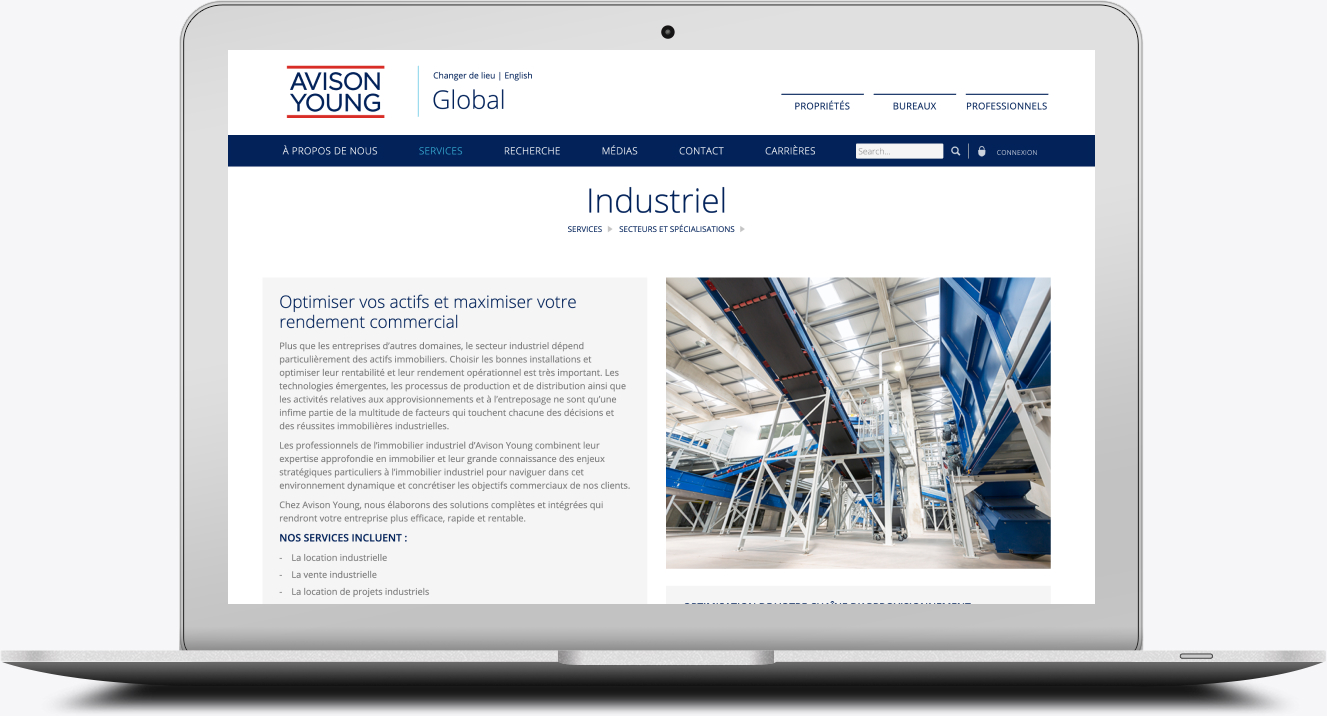 Avison Young for Germany office on desktop