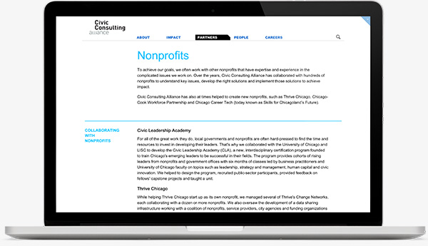 Civic Consulting Alliance Site on Laptop