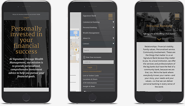Signature Bank Site on Phones
