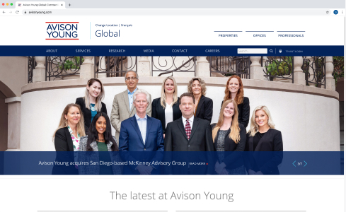 Avison Young homepage screenshot